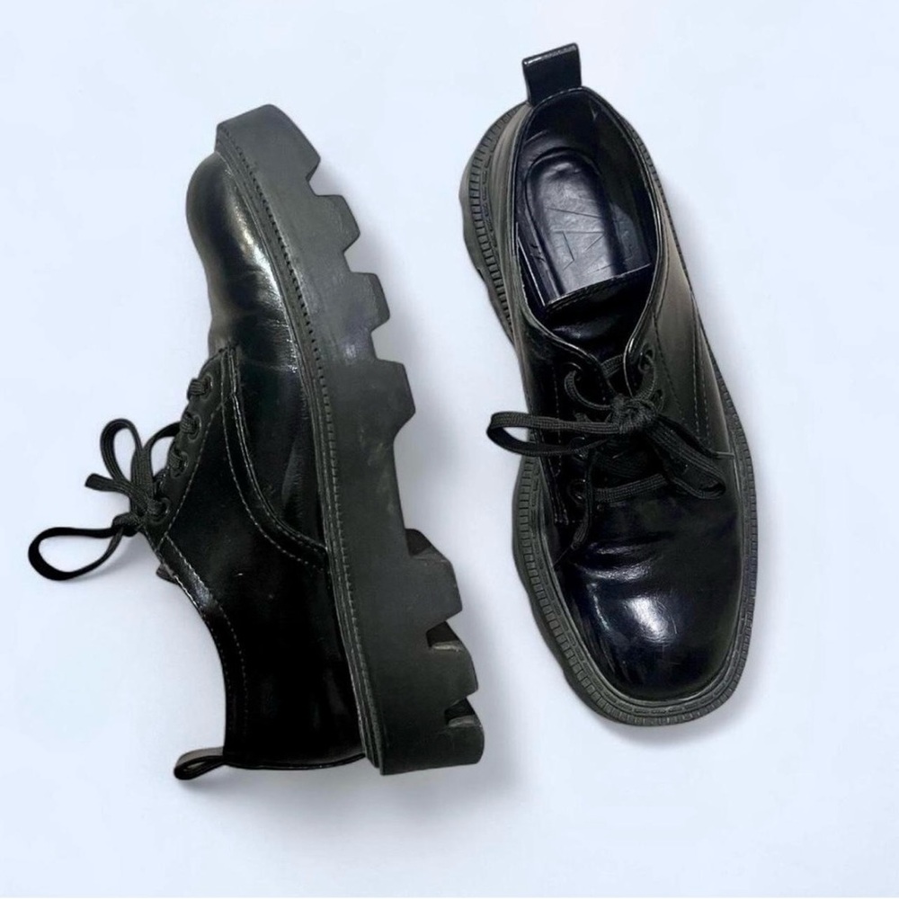 Black Chunky Sole Lace-Up Shoes